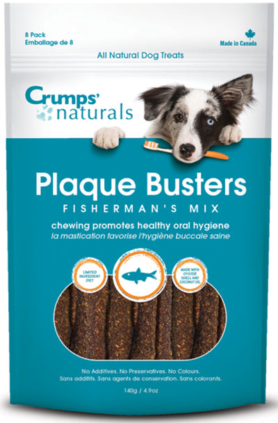 Crumps Natural Dog Treat Plaque Buster Fisherman 7inch 8pk