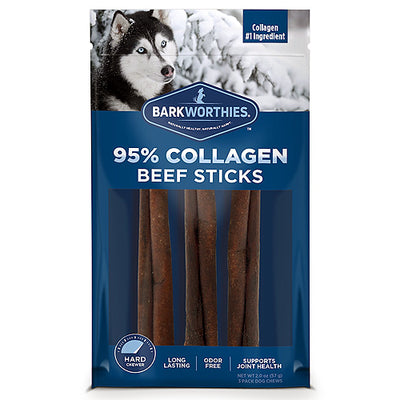 Barkworthies Dog Collagen Grain Freer Stick 6 inch 3 pack (Case of 6)