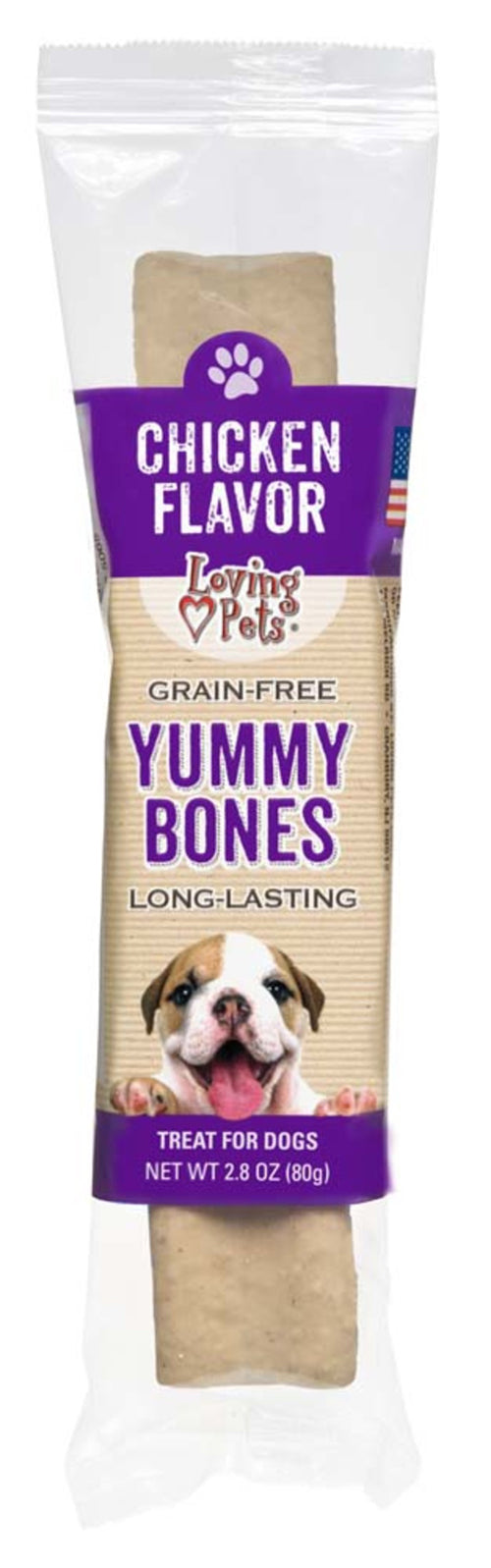 Loving Pets Yummy Bone Chicken Flavor Filled Dog Treat Wrapped 2.8 oz