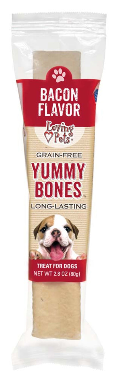 Loving Pets Yummy Bone Bacon Flavor Filled Dog Treat Wrapped 2.8 oz