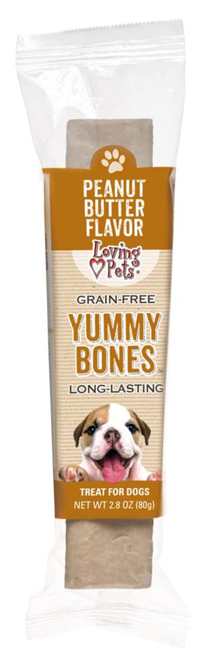 Loving Pets Yummy Bone Peanut Butter Flavor Filled Dog Treat Wrapped 2.8 oz