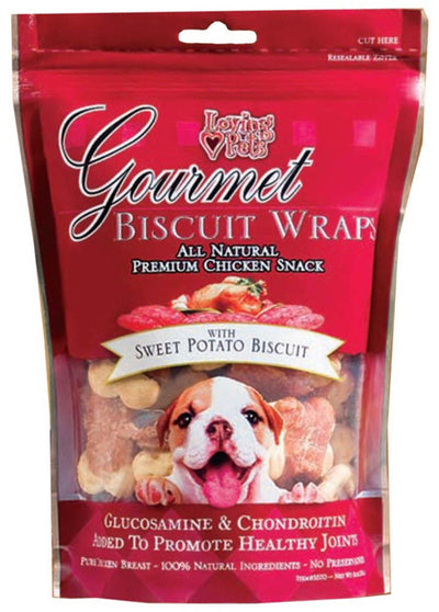 Loving Pets Gourmet Wraps Sweet Potato Biscuit Wrapped with Chicken Dog Treat 8 oz