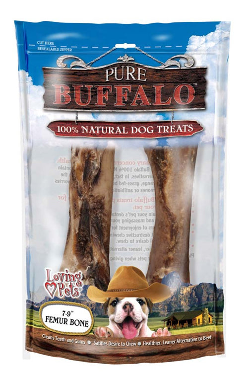 Loving Pets Pure Buffalo Femur Bones Dog Treat 2 Pack 7-9 in