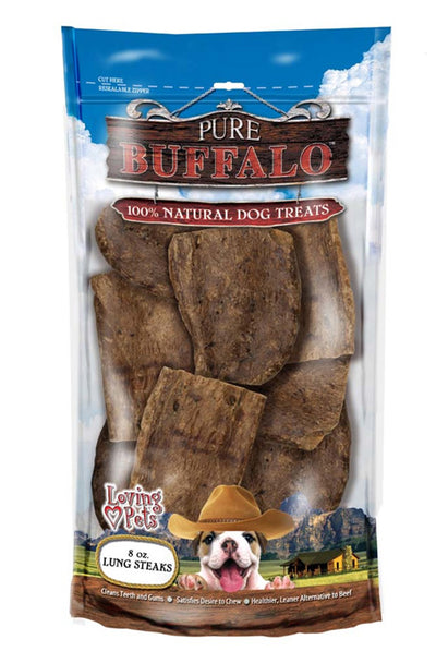 Loving Pets Pure Buffalo Lung Steaks Dog Treat 8 oz