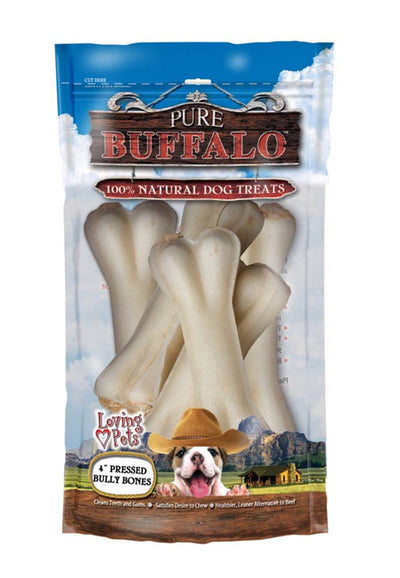 Loving Pets Pure Buffalo Pressed Bully Bones Dog Treat 5 Pack 4 in