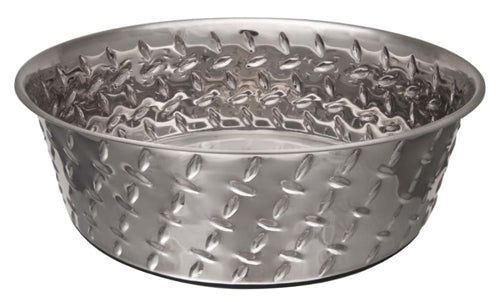 Loving Pets Diamond Plate Bowls with Non Skid Bottom Dog Dish Bowl Silver 2 Quart