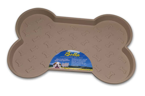 Loving Pets Spill-Proof Bone Shaped Dog Mat Tan Small