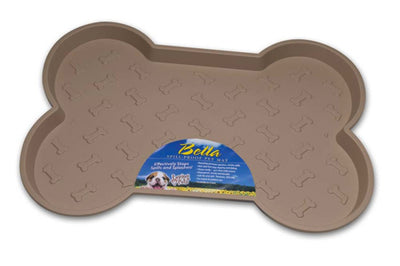 Loving Pets Spill-Proof Bone Shaped Dog Mat Tan Small