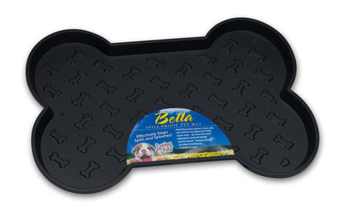 Loving Pets Spill-Proof Bone Shaped Dog Mat Black Small