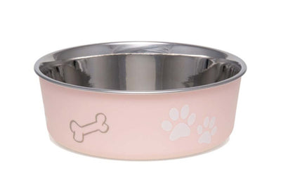 Loving Pets Classic Dog Bowl Paw Print and Bone Paparazzi Pink Large