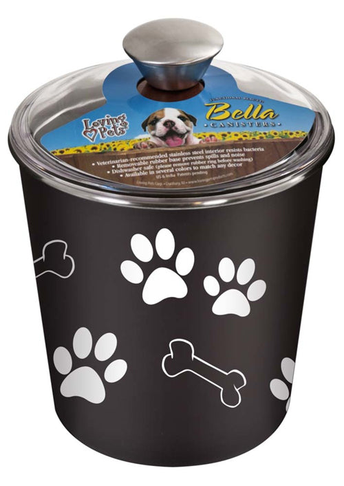 Loving Pets Treat Canister Paw Print and Bone Espresso