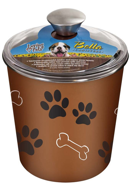 Loving Pets Treat Canister Paw Print and Bone Copper