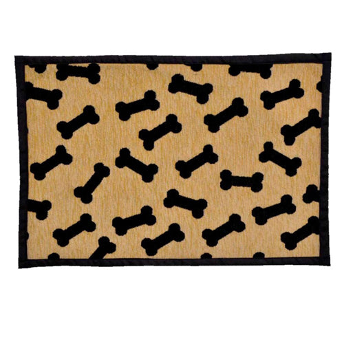 Loving Pets Fashion Dog Mat Dancing Bone Tan; Black