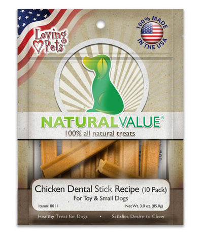 Loving Pets Chicken Dental Stick Recipe Dog Treat 3 oz 10 Pack