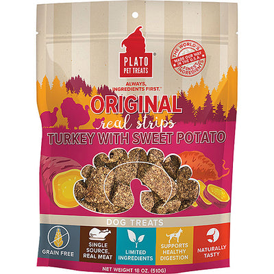 Plato Dog Strp Grain Free Turkey Sweet Potato 18 Oz.