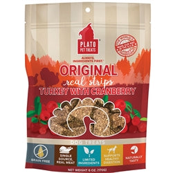 Plato Dog Strips Grain Free Turkey Cranberry 6Oz