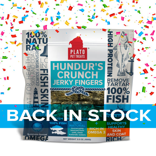 Plato Hundurs Crunch Jerky Fingers Fish Dog Treats, 3.5Oz