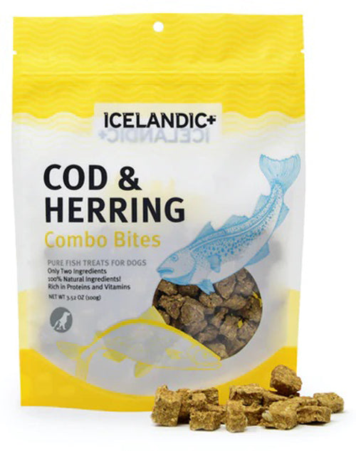 Icelandic  Cod and Herring Combo Bites Fish Dog Treat 3.52-Oz Bag