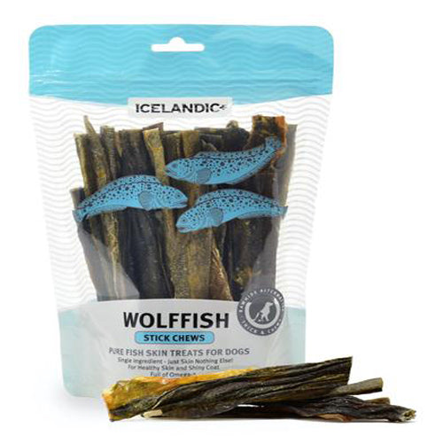 Icelandic Dog Wolffish Skin Stick Chews 4Oz