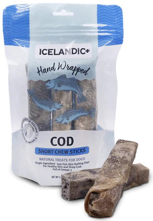 Icelandic Dog Cod Skin Chew Stick 5 Inches 3 Pack