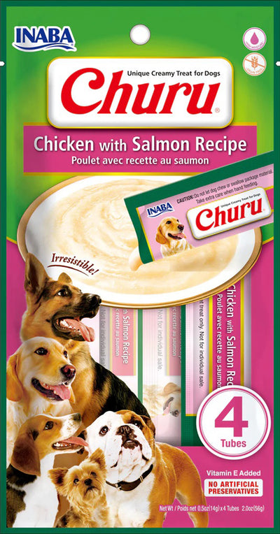 Inaba Dog Churu Tubes Chicken Salmon 6Ct-2Oz