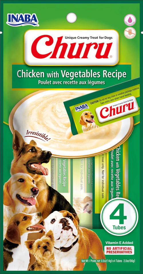 Inaba Dog Churu Tubes Chicken Vegetables 6Ct-2Oz