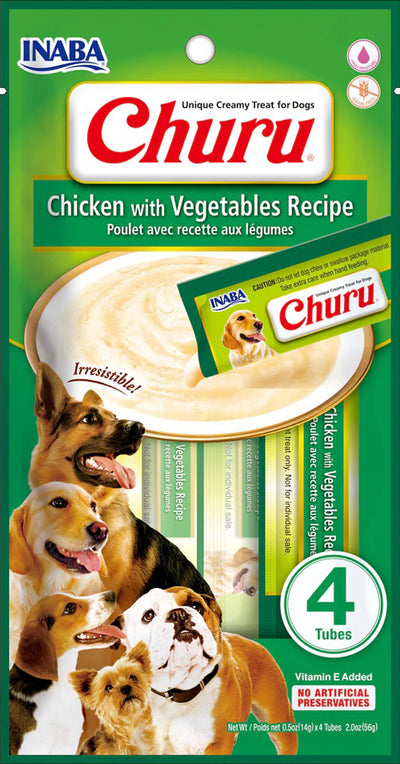 Inaba Dog Churu Tubes Chicken Vegetables 6Ct-2Oz