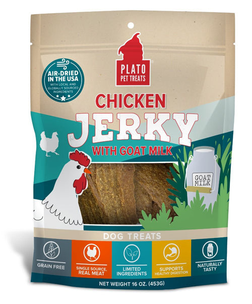 Plato Dog Jerky Chicken With Goat'S Milk 16Oz