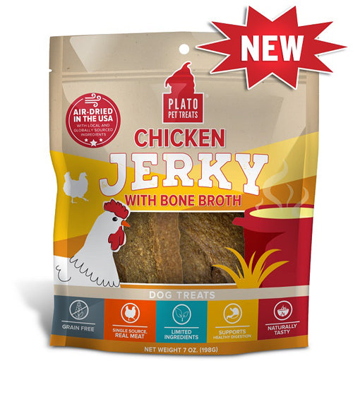 Plato Dog Jerky Chicken With Bone Broth 7Oz