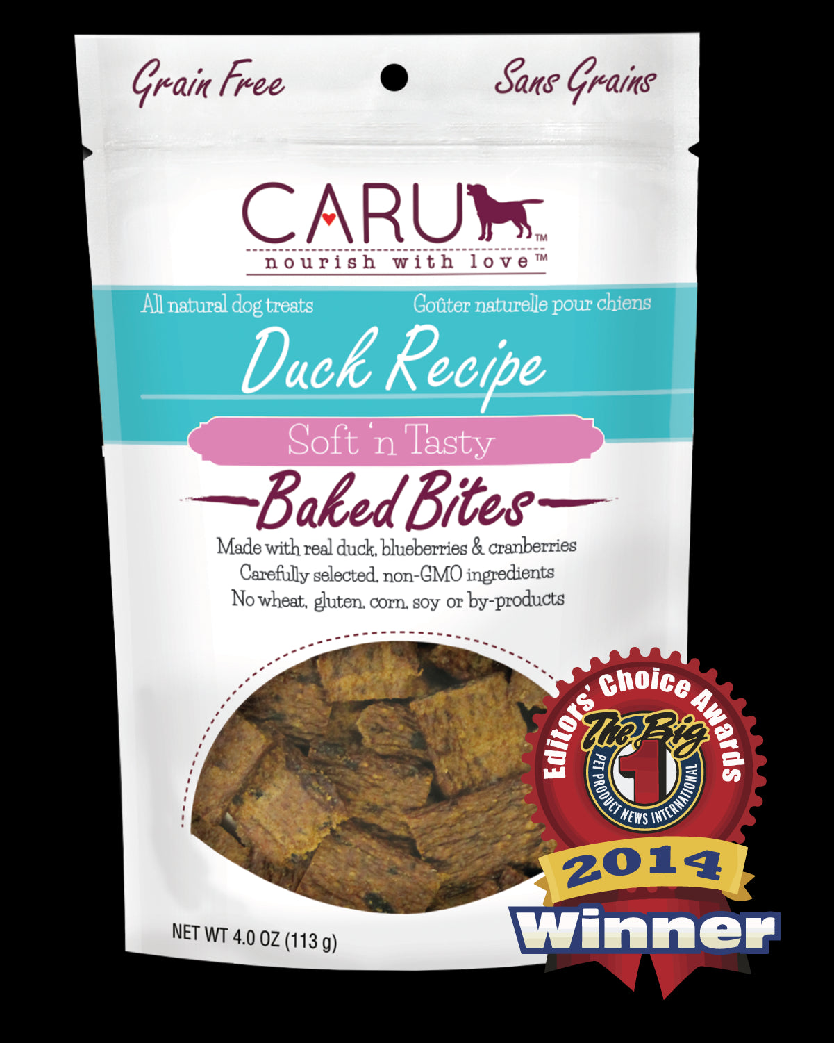 Caru Dog Natural Duck Recipe Bites 4Oz.