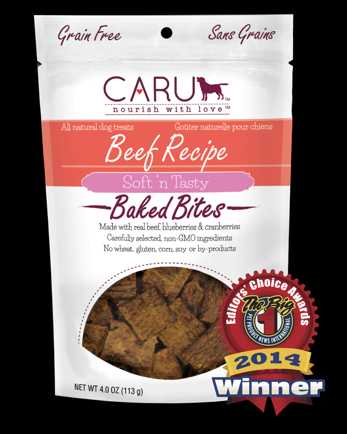 Caru Dog Natural Beef Recipe Bites 4Oz.