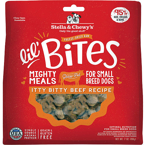 Stella and Chewys Dog Freeze-Dried Lil Bites Itty Bitty Beef 7 Oz