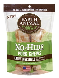 Earth Animal No Hide Pork Chews Dog Treats; 4 Inch; 2 Pack