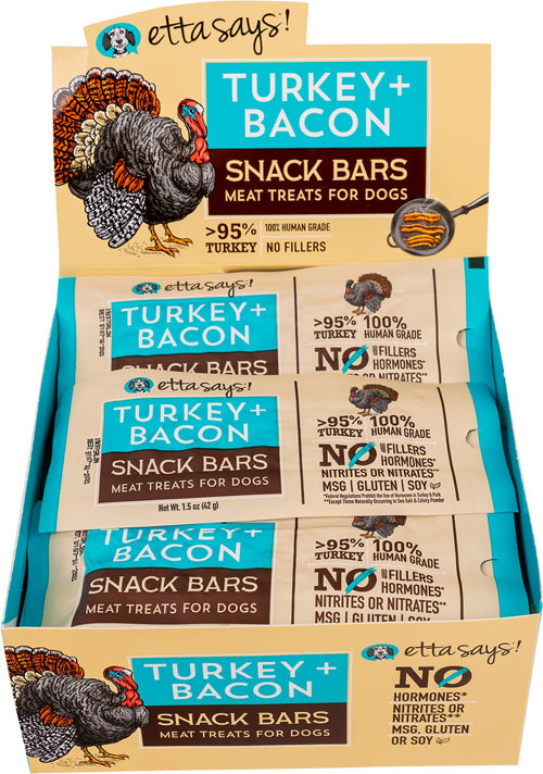 Etta Says! Dog Meat Snack Bar Turkey and Bacon 1.5 Oz. 12 Count