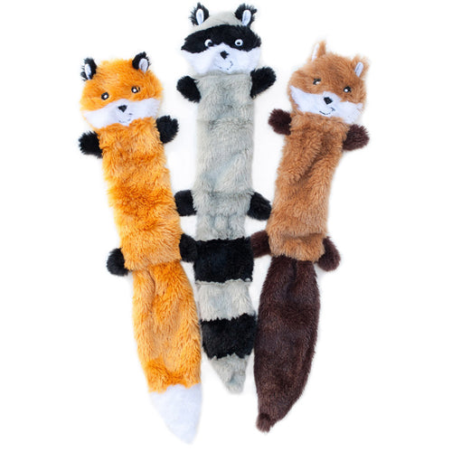 ZippyPaws Skinny Peltz Dog Toy Fox; Raccoon; Squirrel 1ea-LG; 3 pk