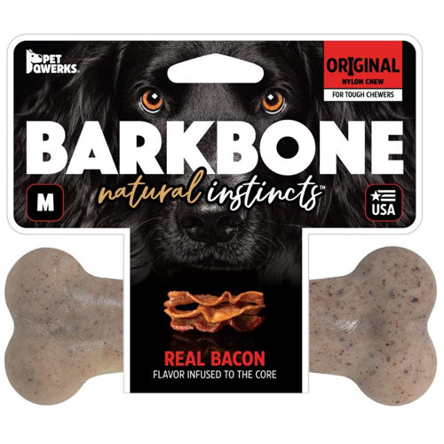 Pet Qwerks Barkbone Natural Instincts Original Nylon Dog Chew Bacon: 1ea/MD