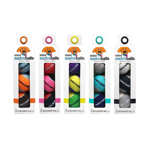 Metro Paws Mini Metro Balls Assorted 15Pk (3 Of Each Color)