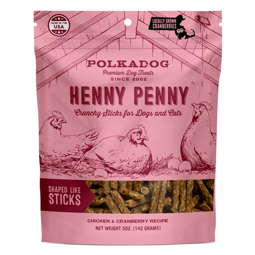 Polka Dog - Henny Penny Chicken and Cranberry Sticks - 5Oz Bag