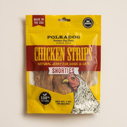 Polkadog Chicken Strips Jerky Shorties Dog and Cat Treats 3Oz