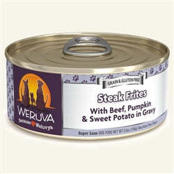 Weruva Dog Steak Frites with Beef; Pumpkin and Sweet Potato in Gravy 5.5oz. Case Of 24