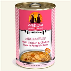 Weruva Dog Amazon Liver with Chicken and Chicken Liver in Pumpkin Soup 14oz. Case Of 12