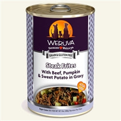 Weruva Dog Steak Frites with Beef; Pumpkin and Sweet Potato in Gravy 14oz. Case Of 12