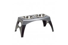 Bergan Stormcloud Elevated Feeder 2 Dog Bowl Black; Grey Large
