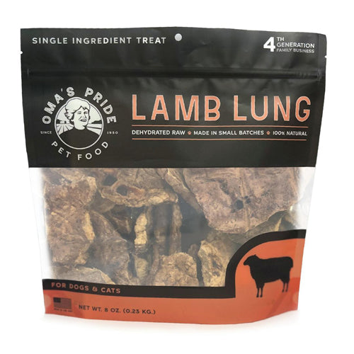 Oma's Pride Dog Cat Dehydrated Lamb Lung 8Oz