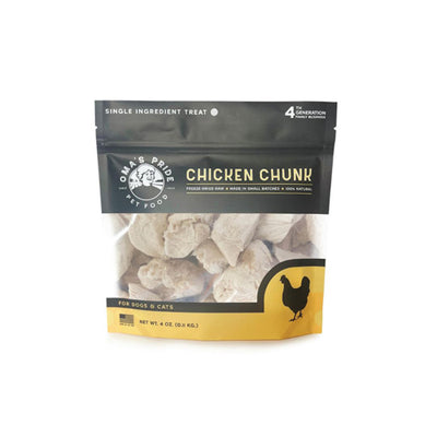 Omas Pride Dog Cat Freeze Dried Chicken Breast Chunks 4Oz