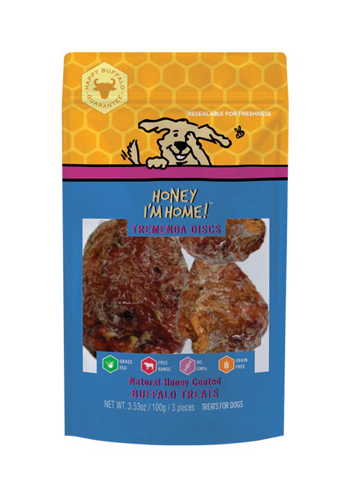 Honey IM Home Dog Natural Honey Coated Buffalo Treats Tremenda Discs 3 Count